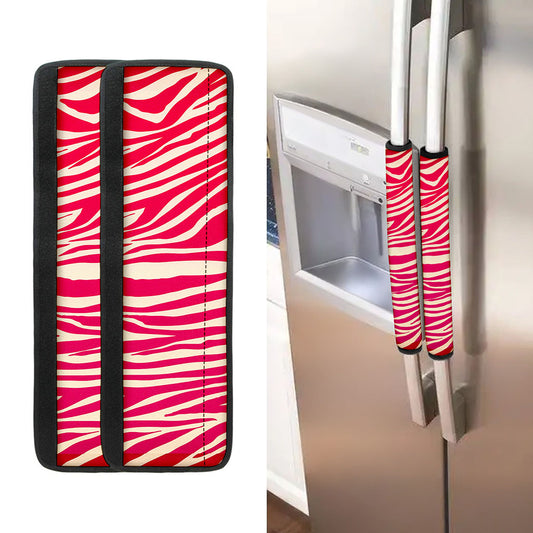 Hot Pink Zebra Pattern Print Refrigerator Handle Covers