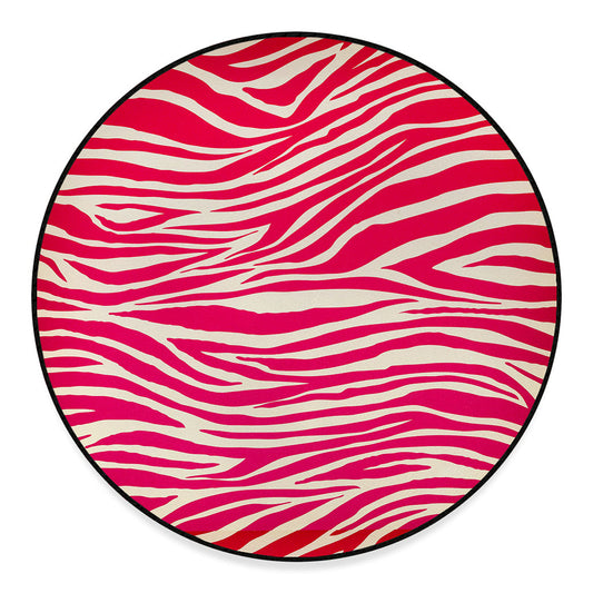 Hot Pink Zebra Pattern Print Round Floor Mat