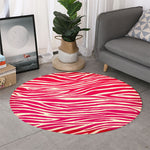 Hot Pink Zebra Pattern Print Round Rug