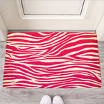 Hot Pink Zebra Pattern Print Rubber Doormat