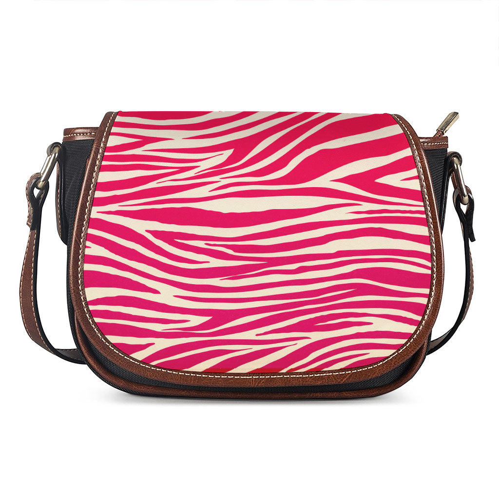 Hot Pink Zebra Pattern Print Saddle Bag