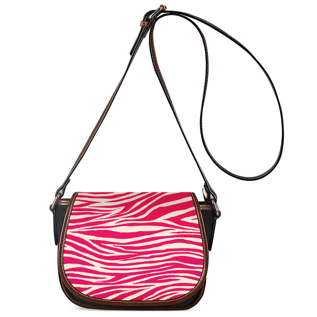 Hot Pink Zebra Pattern Print Saddle Bag