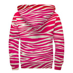 Hot Pink Zebra Pattern Print Sherpa Lined Zip Up Hoodie