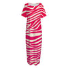 Hot Pink Zebra Pattern Print Short Sleeve Long Nightdress