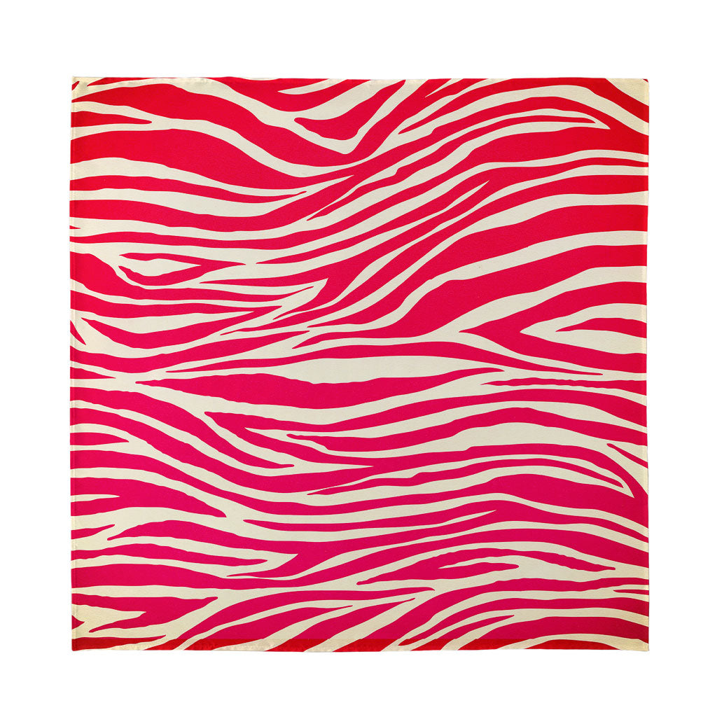 Hot Pink Zebra Pattern Print Silk Bandana
