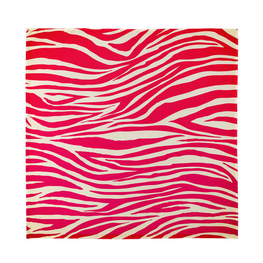 Hot Pink Zebra Pattern Print Silk Bandana