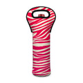 Hot Pink Zebra Pattern Print Single Neoprene Wine Tote