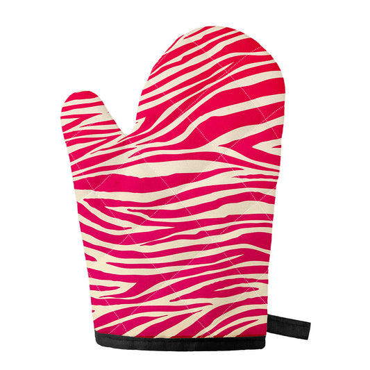 Hot Pink Zebra Pattern Print Single Oven Mitt