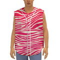 Hot Pink Zebra Pattern Print Sleeveless Baseball Jersey