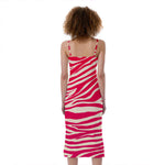 Hot Pink Zebra Pattern Print Slim Fit Midi Cami Dress