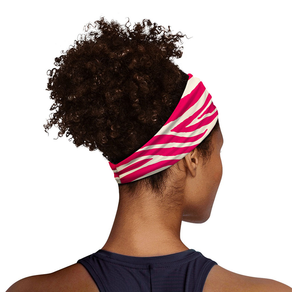 Hot Pink Zebra Pattern Print Sports Headband
