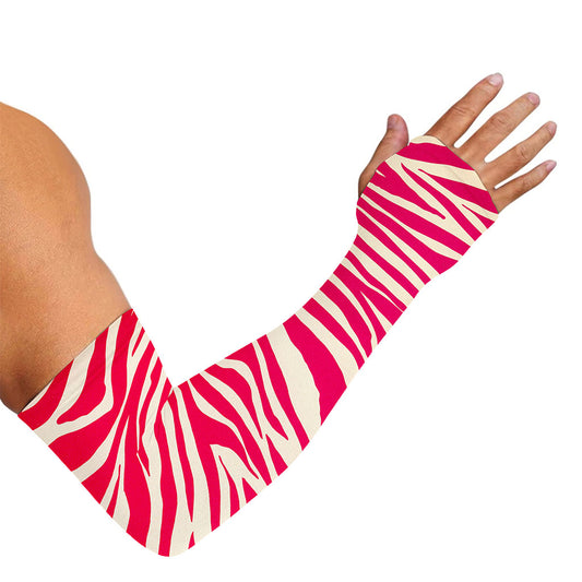 Hot Pink Zebra Pattern Print Sun Protection Arm Sleeves