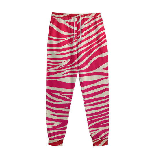Hot Pink Zebra Pattern Print Sweatpants