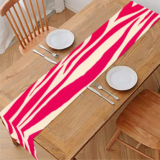 Hot Pink Zebra Pattern Print Table Runner