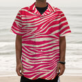 Hot Pink Zebra Pattern Print Textured Short Sleeve Shirt