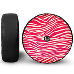 Hot Pink Zebra Pattern Print Tire Cover With Camera Hole