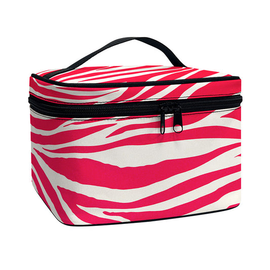Hot Pink Zebra Pattern Print Travel Makeup Bag