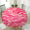 Hot Pink Zebra Pattern Print Waterproof Round Tablecloth