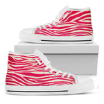 Hot Pink Zebra Pattern Print White High Top Sneakers