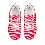 Hot Pink Zebra Pattern Print White Running Shoes