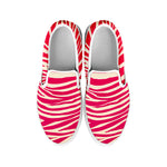 Hot Pink Zebra Pattern Print White Slip On Sneakers