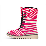 Hot Pink Zebra Pattern Print Winter Boots