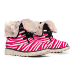 Hot Pink Zebra Pattern Print Winter Boots