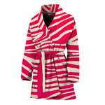 Hot Pink Zebra Pattern Print Women's Bathrobe