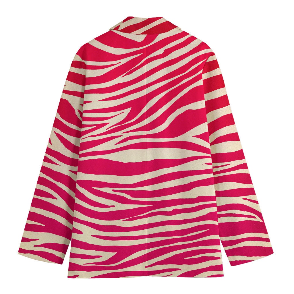 Hot Pink Zebra Pattern Print Women's Blazer