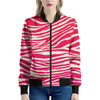 Hot Pink Zebra Pattern Print Women's Bomber Jacket