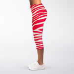 Hot Pink Zebra Pattern Print Women's Capri Leggings