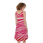 Hot Pink Zebra Pattern Print Women's Sleeveless Dress