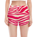 Hot Pink Zebra Pattern Print Women's Split Running Shorts