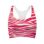 Hot Pink Zebra Pattern Print Women's Sports Bra