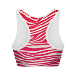 Hot Pink Zebra Pattern Print Women's Sports Bra