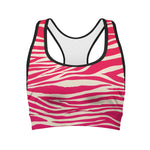 Hot Pink Zebra Pattern Print Women's Sports Bra