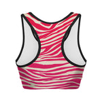 Hot Pink Zebra Pattern Print Women's Sports Bra