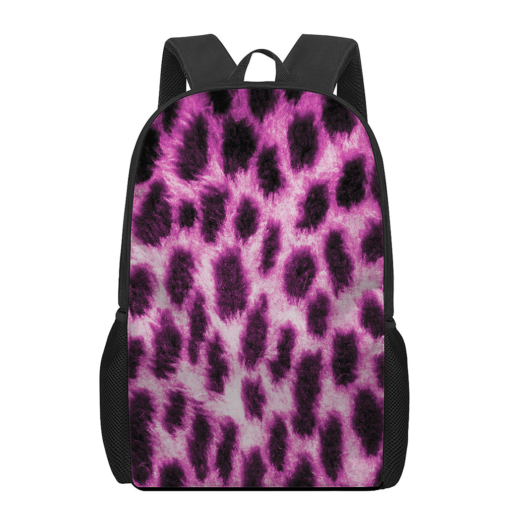 Hot Purple And Black Cheetah Print 17 Inch Backpack