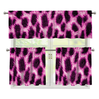 Hot Purple And Black Cheetah Print 3 Piece Kitchen Curtains