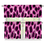 Hot Purple And Black Cheetah Print 3 Piece Kitchen Curtains