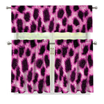 Hot Purple And Black Cheetah Print 3 Piece Kitchen Curtains