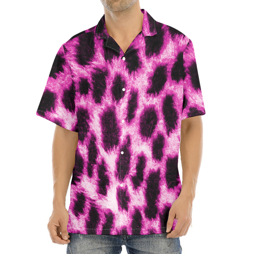 Hot Purple And Black Cheetah Print Aloha Shirt