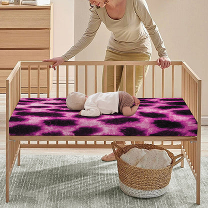 Hot Purple And Black Cheetah Print Baby Crib Sheet