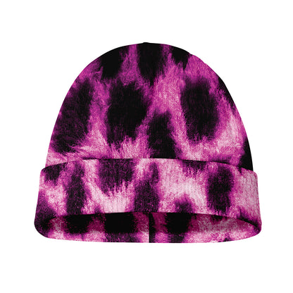 Hot Purple And Black Cheetah Print Beanie