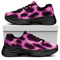 Hot Purple And Black Cheetah Print Black Chunky Shoes