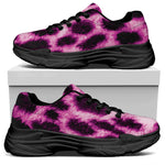 Hot Purple And Black Cheetah Print Black Chunky Shoes