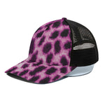 Hot Purple And Black Cheetah Print Black Mesh Trucker Cap