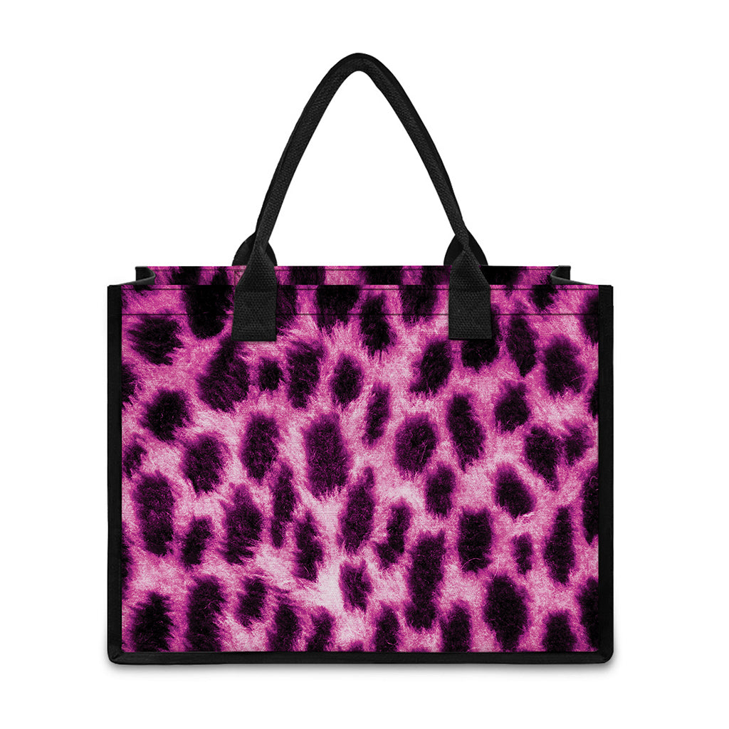 Hot Purple And Black Cheetah Print Canvas Tote Bag