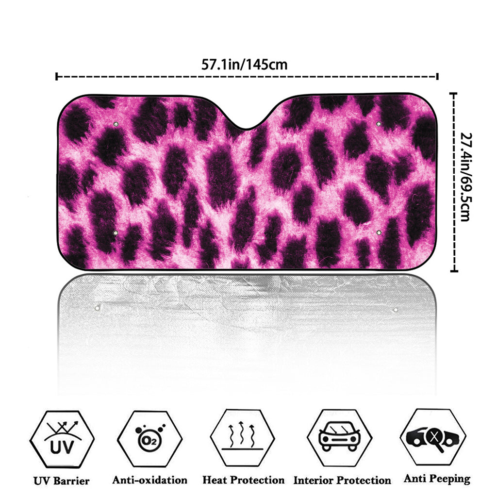 Hot Purple And Black Cheetah Print Car Windshield Sun Shade