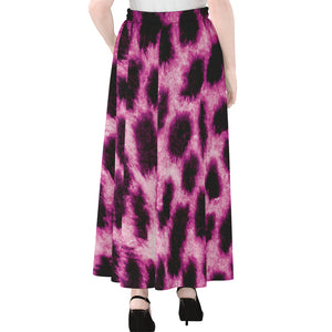 Hot Purple And Black Cheetah Print Chiffon Maxi Skirt